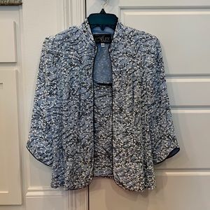 Two Piece Top Set with Cardigan and Sleeveless Top